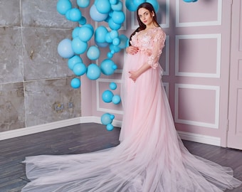 Light pink lace maternity cheap dress