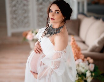 corset dress pregnant Wren Maternity Photoshoot Gown | Peach Blush Satin Flowy Dress, Corset Back, Split Belly, One Size