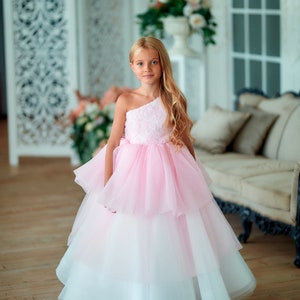 Light Pink Tulle Ball Gown Ombre Flower Girl Dress Blush - Etsy