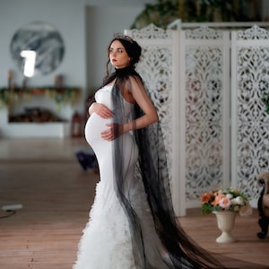 White Maternity dress for photoshoot, Jersey maternity dress with a cape, Maternity gown, Maternity dress, Baby shower dress, Pregnancy gown
