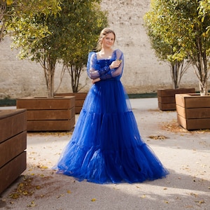 Sapphire blue discount ball gown