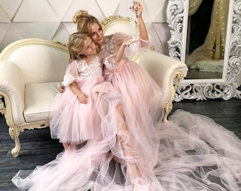 Mother daughter matching dress, Mommy and me outfits, Mother daughter dress, Light pink dress, Photo shoot, Photo session, maxi dress