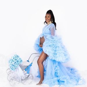 Light Blue Sheer Tulle Dress Maternity Gown Maternity Dress - Etsy
