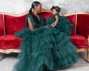 Green mother daughter matching dress, Mommy and me dresses, 1st birthday dresses, Mommy and daughter dresses, Photo shoot dresses