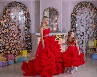 Red mother daughter matching dress, Mommy and me outfits, Matching Christmas outfits, mommy and me dress, matching mother daughter outfits
