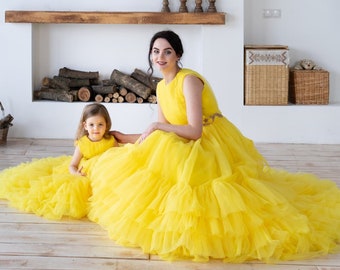 Mother Daughter Matching Dress Yellow Mother Daughter Dresses