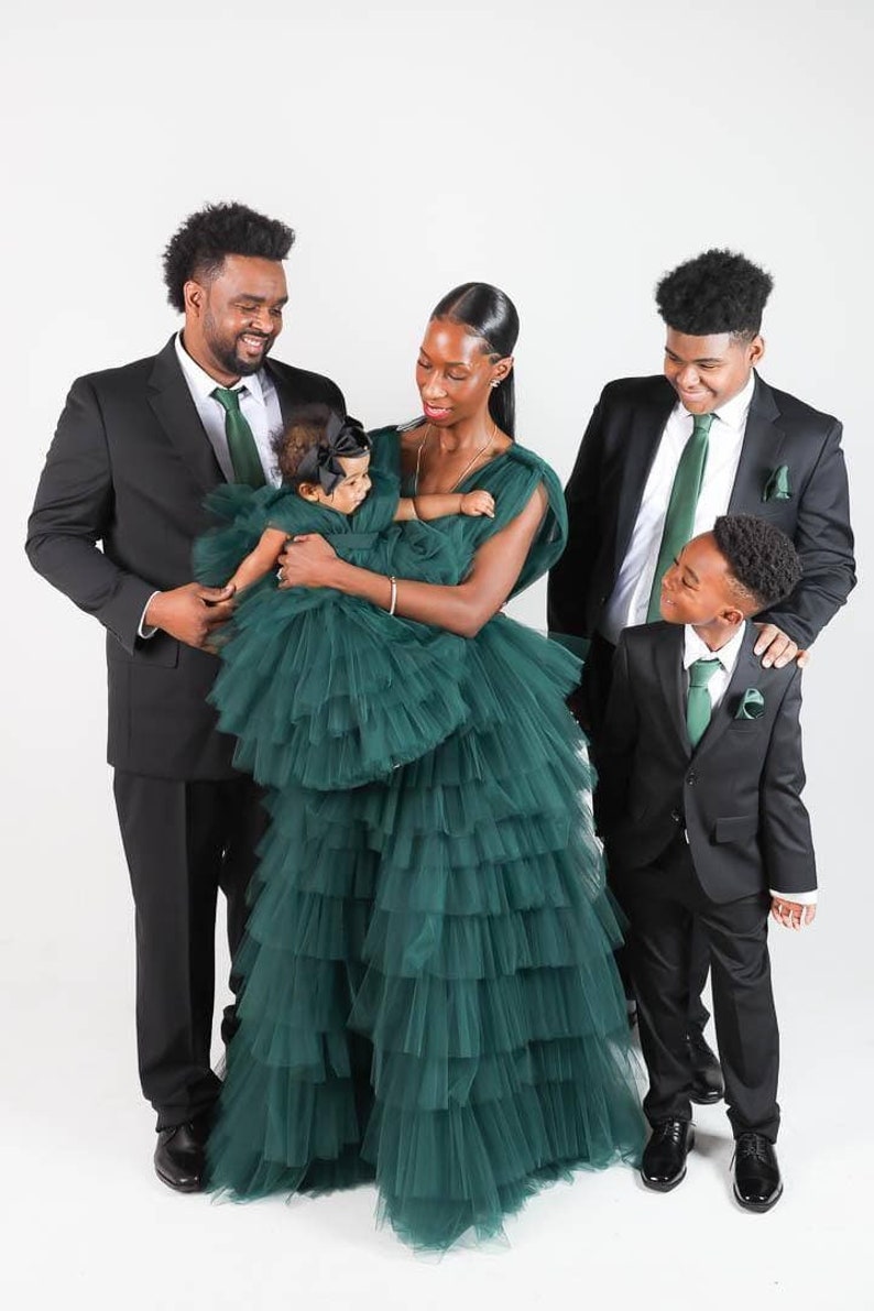 Green mother daughter matching dress, Mommy and me dresses, 1st birthday dresses, Mommy and daughter dresses, Photo shoot dresses image 5