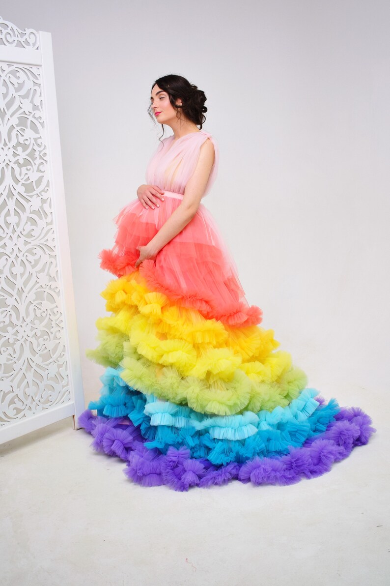 plus size rainbow maternity dress
