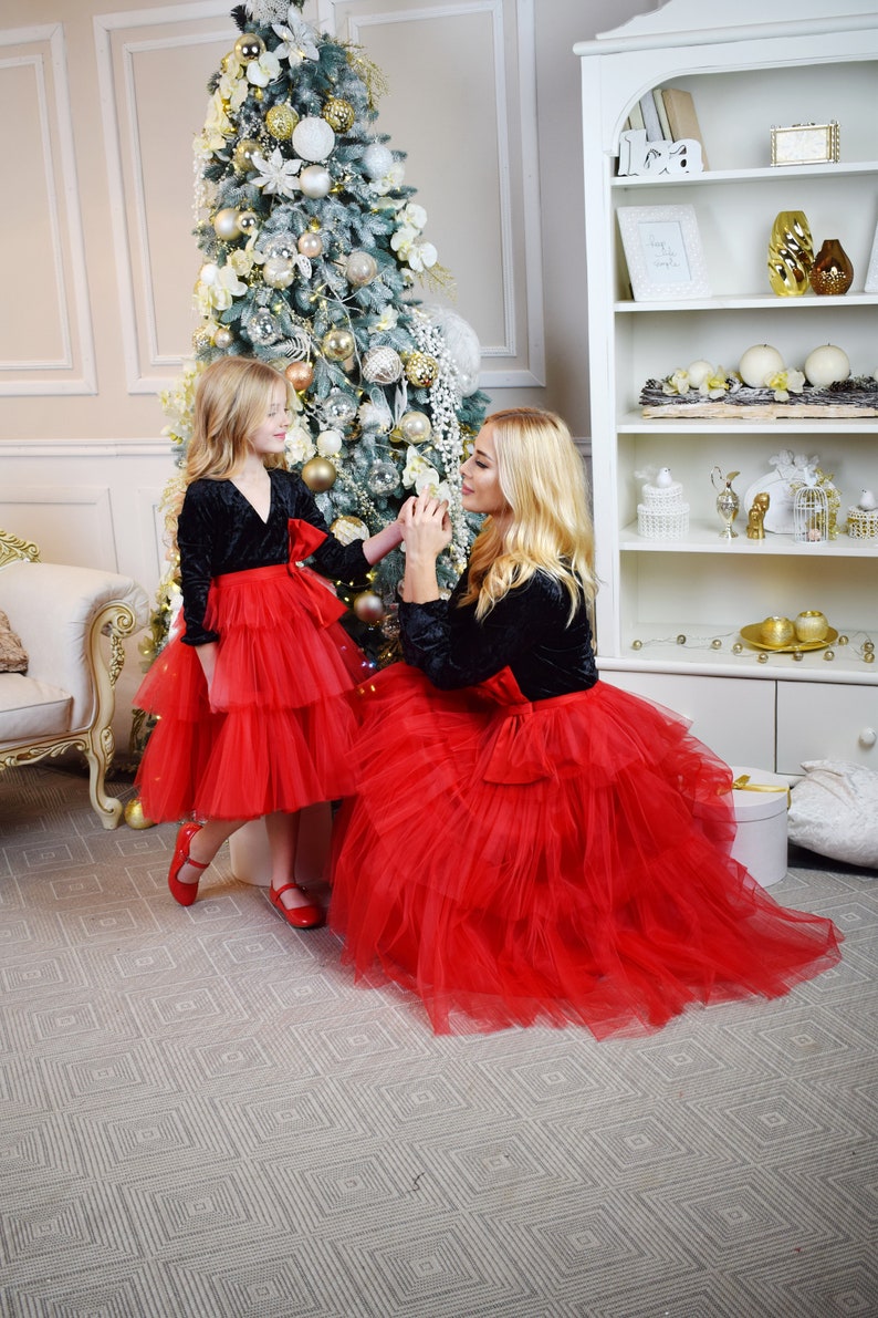 Red and Black Tutu Dresses, Matching Christmas Dresses, Mother Daughter — free download