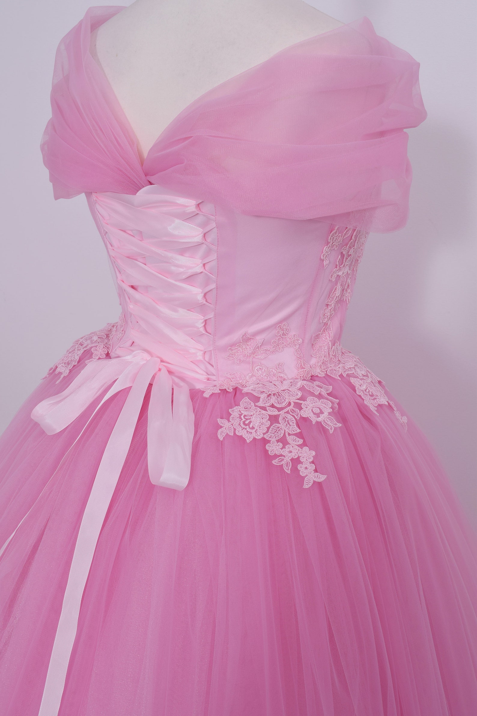 Off The Shoulder Pink Mother Daughter Matching Gowns MGD136 main image 1