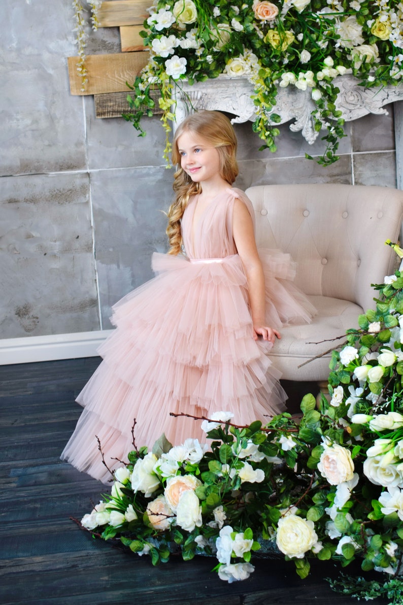 Flower girl dress Dress for girls Tutu dress Baby light pink dress Christmas dress Party dress First Birthday dress Princess dress