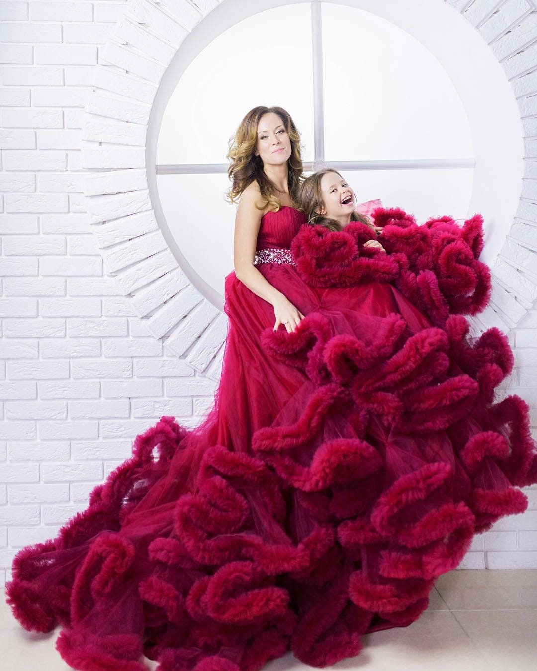 Burgundy Mother Daughter Matching Dresses Mommy and Me Outfits