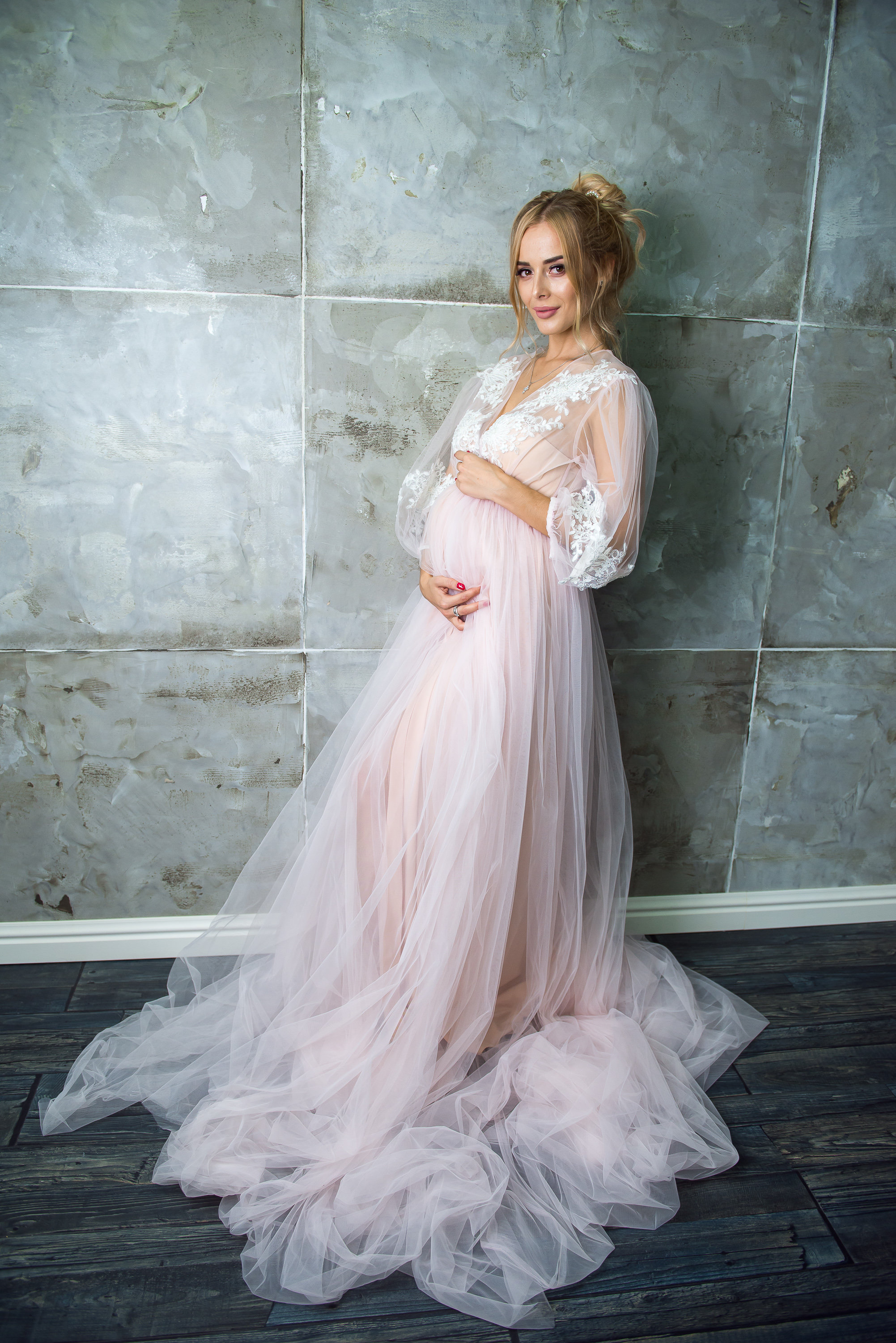 Long light pink maternity dress Dress for Baby shower Dress Etsy