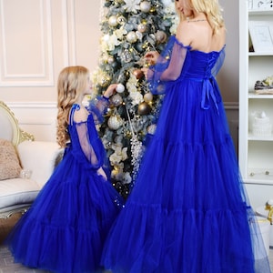 Royal Blue Mother Daughter Matching Dress, Dresses for Birthday Party ...