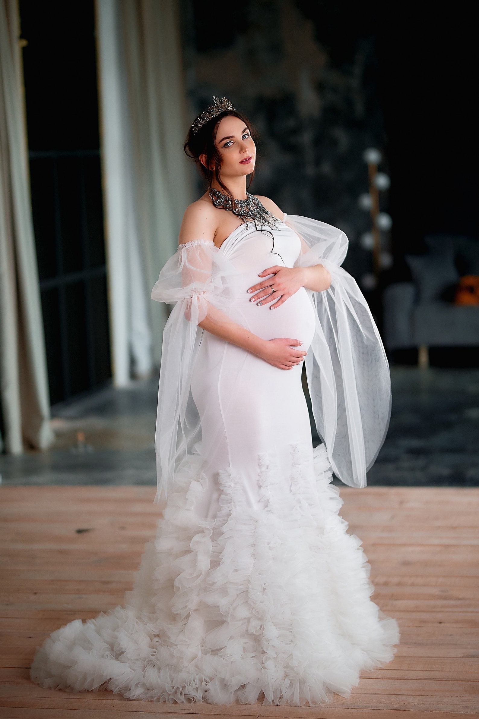 White Maternity Dress for Photo Shoot Maternity Gown Etsy