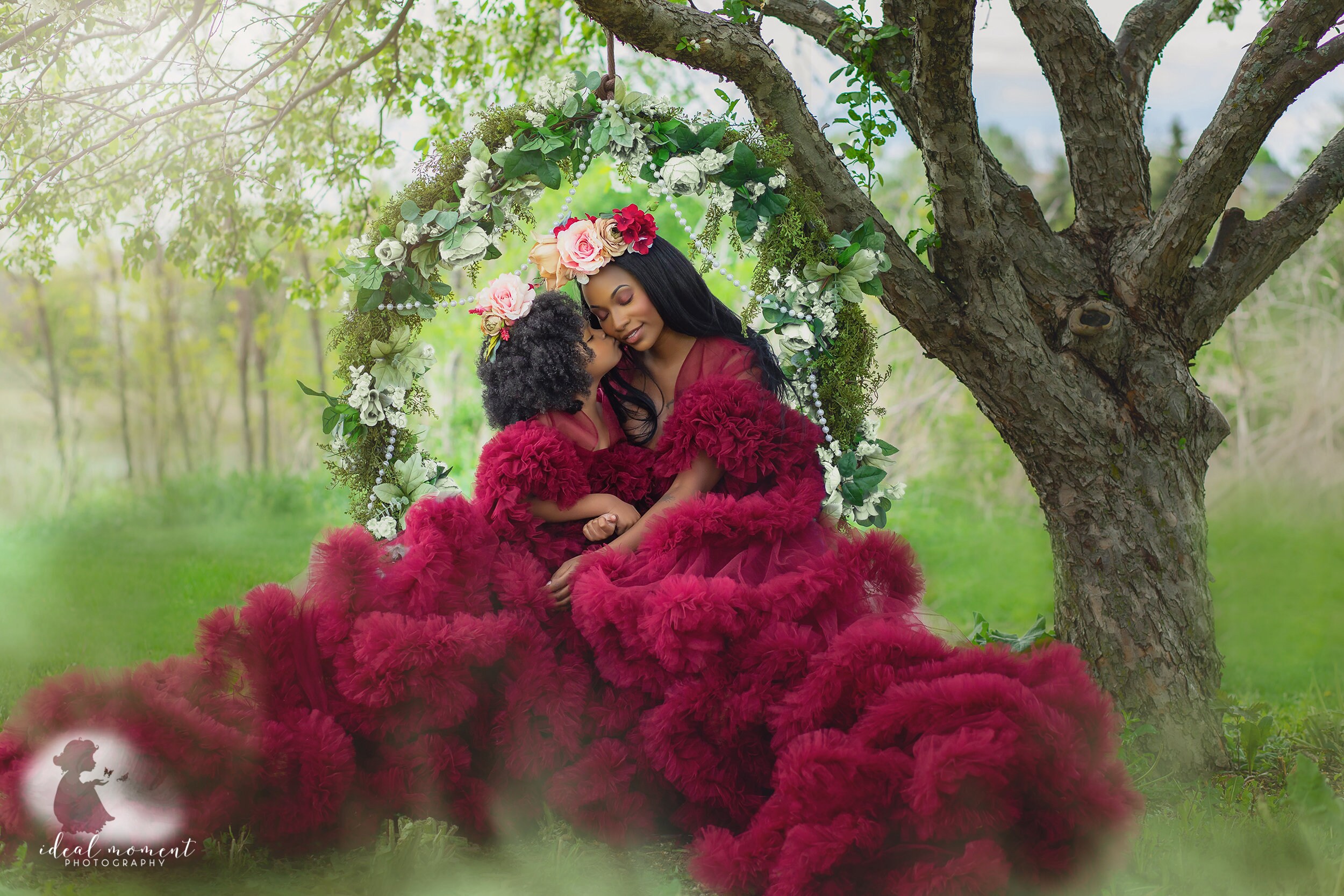 mommy and me burgundy dresses Spring/Autumn Mother Daughter Matching Dresses main image 1