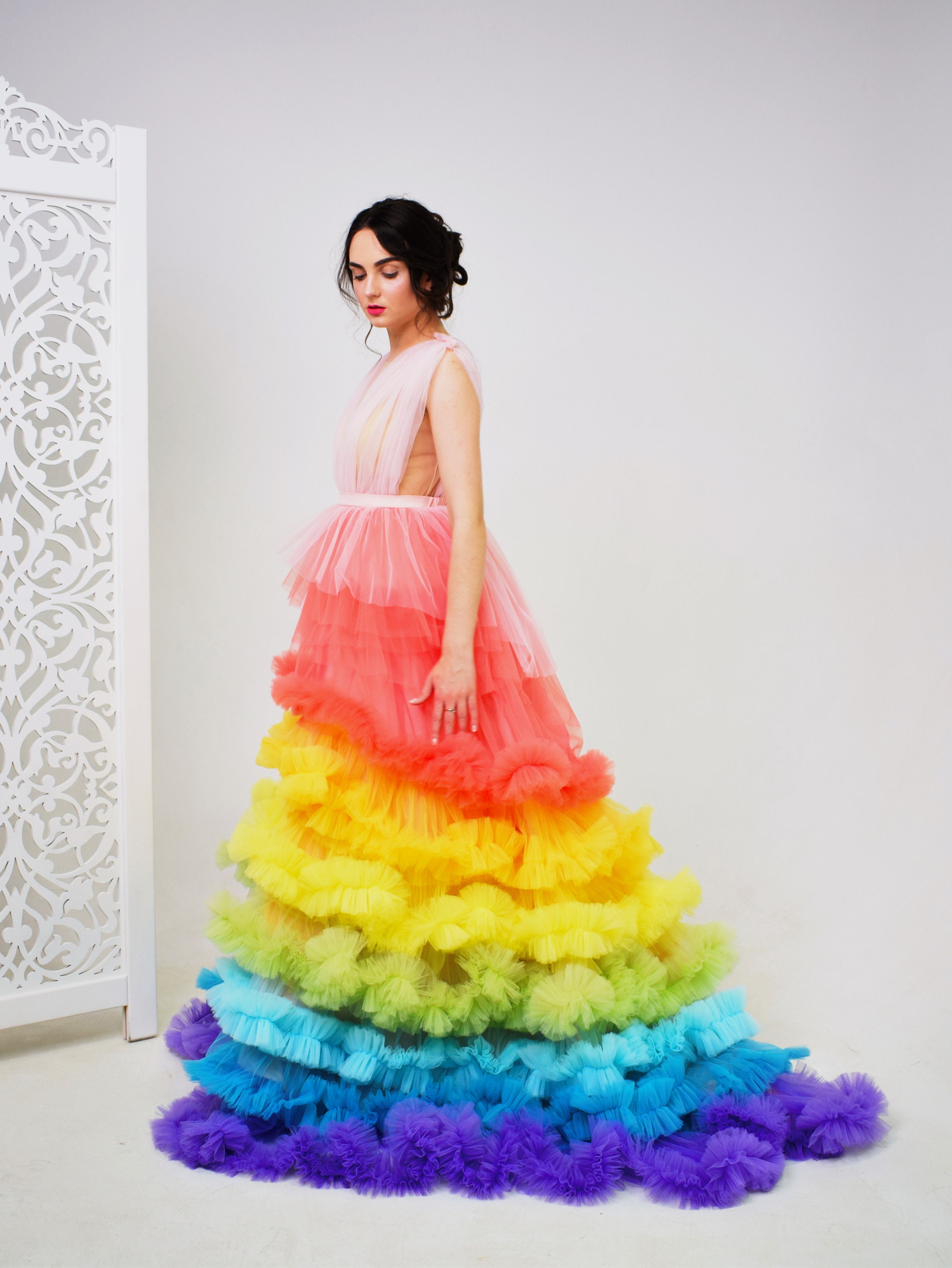 ladies rainbow dress Rainbow Dress, Pride Dress, Maxi Dress for Photoshoot