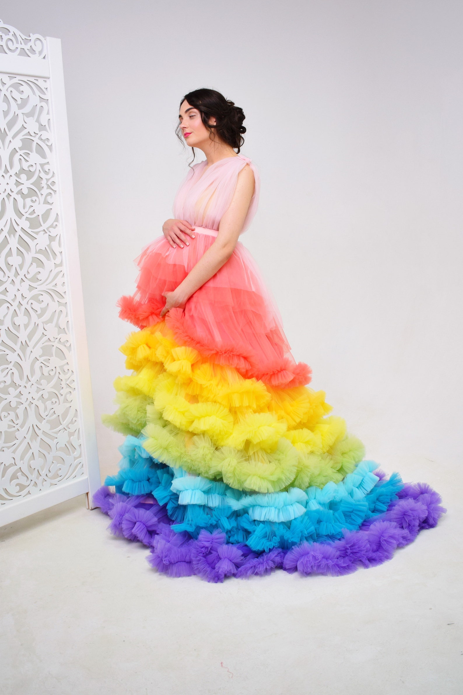 Rainbow Maternity Dress Rainbow Maternity Gown Pregnancy Etsy