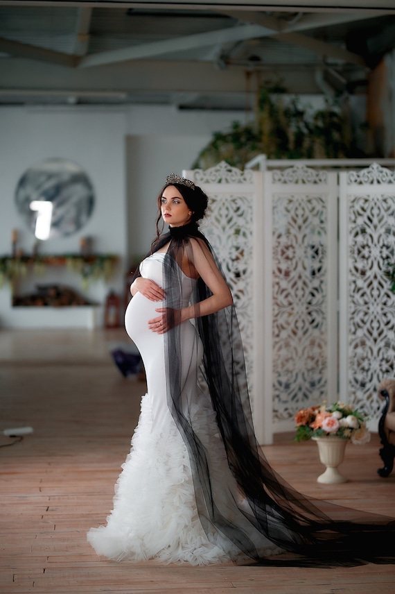 Witte zwangerschapsjurk voor fotoshoot Jersey zwangerschapsjurk met een cape zwangerschapsjurk zwangerschapsjurk babydouchejurk zwangerschapsjurk Etsy Nederland
