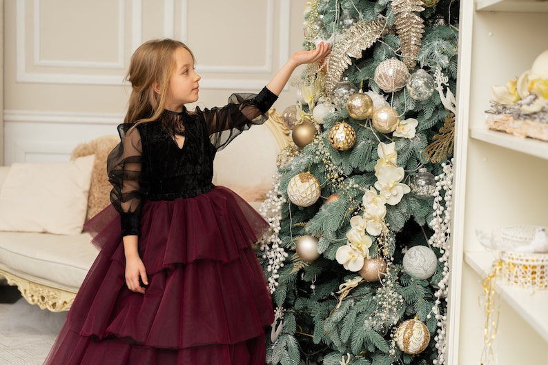 Matching Christmas Dresses Burgundy Mother Daughter Matching Etsy