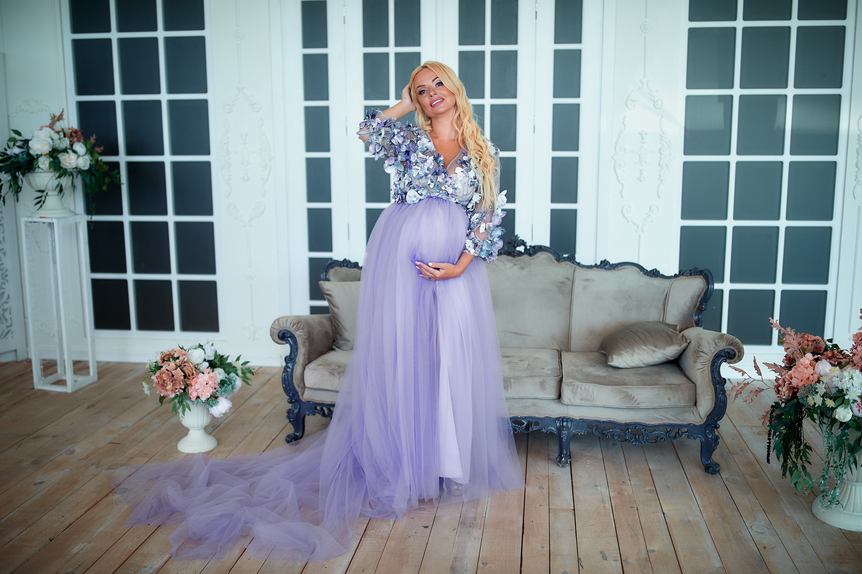 Purple Maternity Gown - Etsy