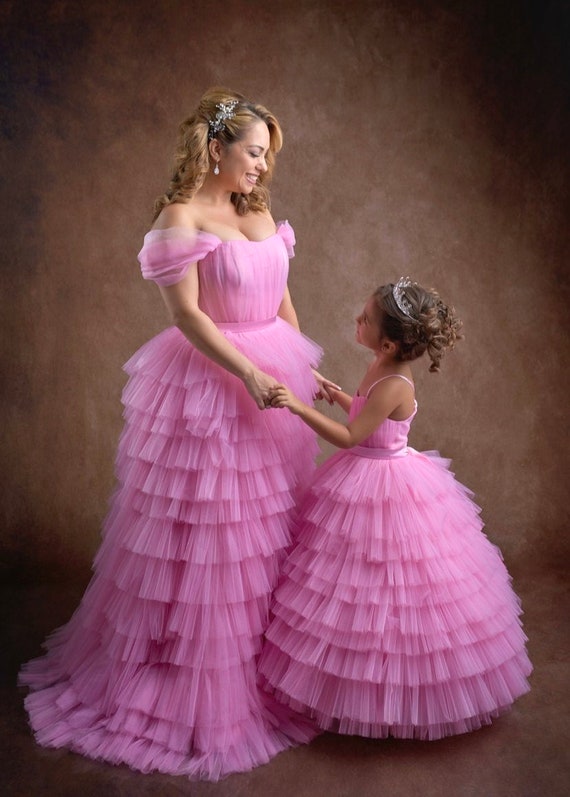 Pink Mother Daughter Matching Dresses