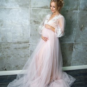 Long Light Pink Maternity Dress Dress for Baby Shower Dress - Etsy