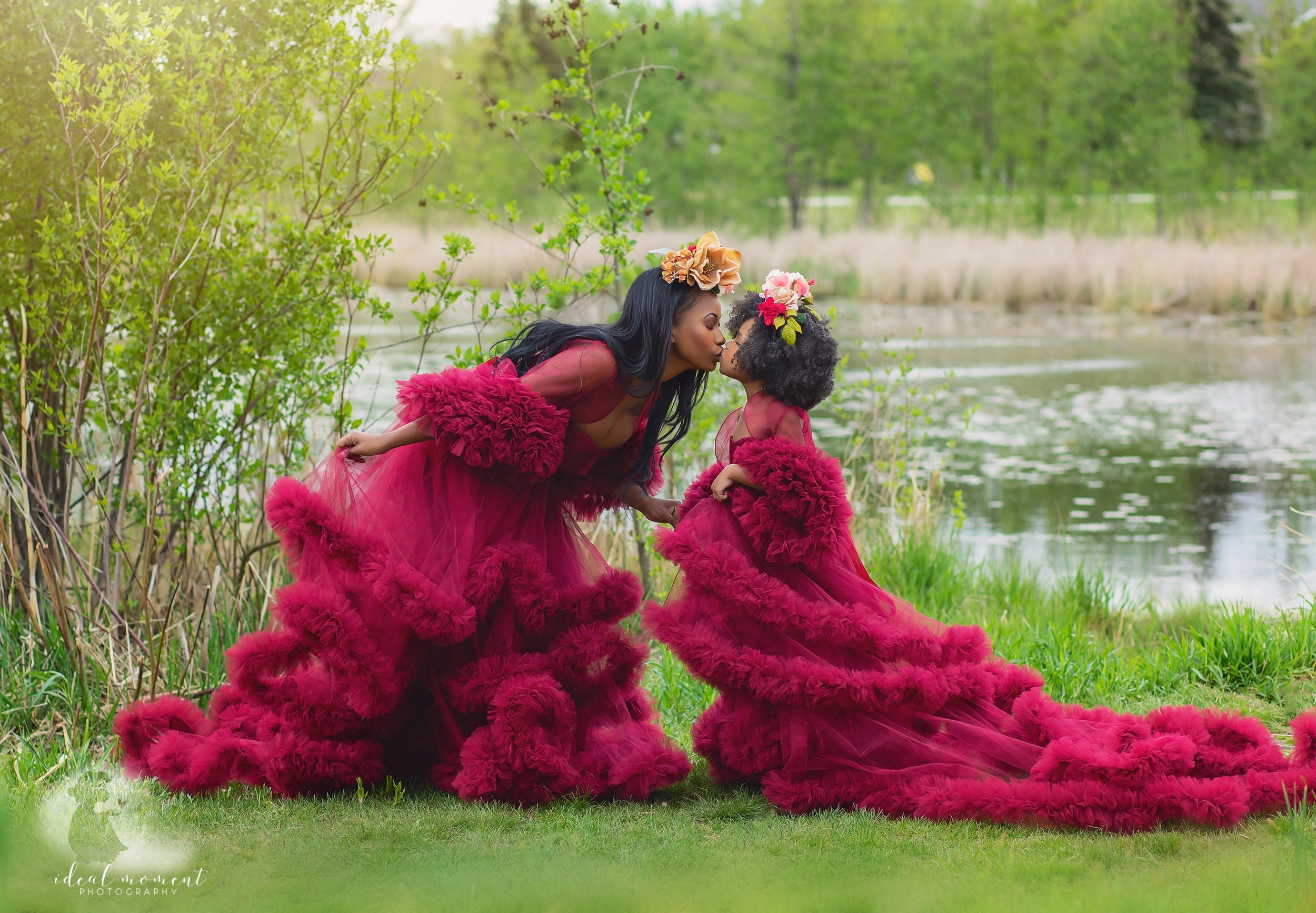 mommy and me burgundy dresses Mommy and Me Outfit, Girl Burgundy Dress, Mother Daughter Matching Dress, Girl Party Dress, Tulle Princess Dress, Formal Dress, Elegant 7 / 14 US