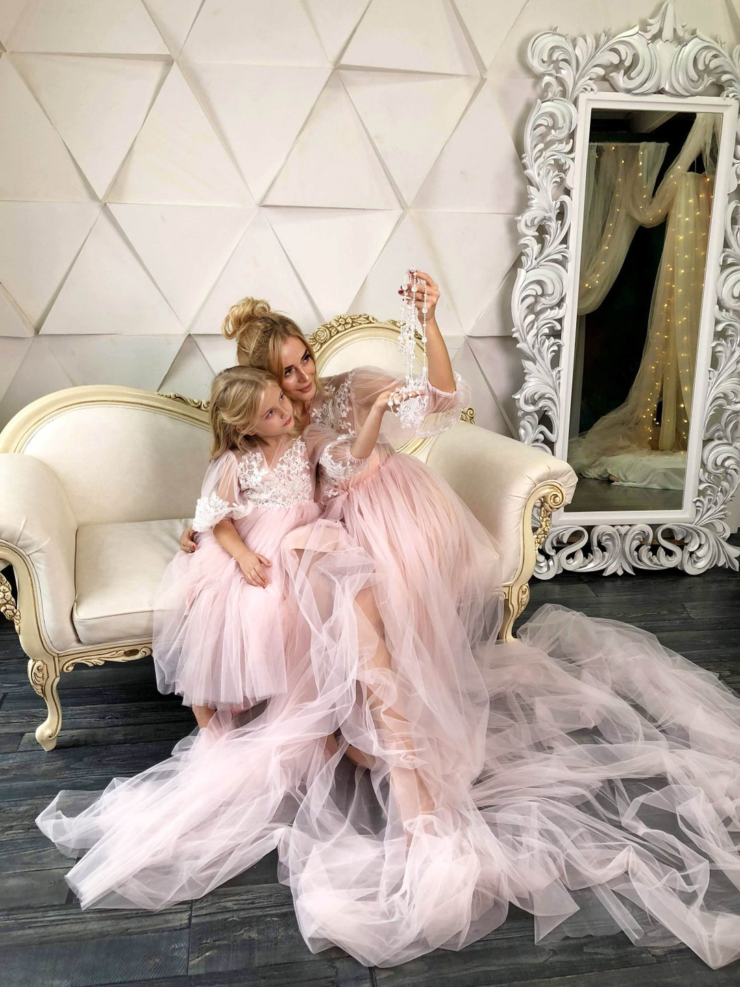 Mother Daughter Matching Dress, Mommy and Me Outfits, Mother Daughter Dress, Light Pink Dress, Photo Shoot, Photo Session, Maxi Dress