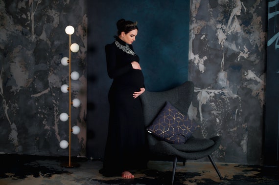 black maternity jersey dress Iris Maternity Crossover Neckline Tie Back Jersey Work Dress in Black