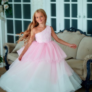 Light pink Tulle ball gown, Ombre flower girl dress, Blush Tulle dress, Princess dress, Party dress,  Christening dress