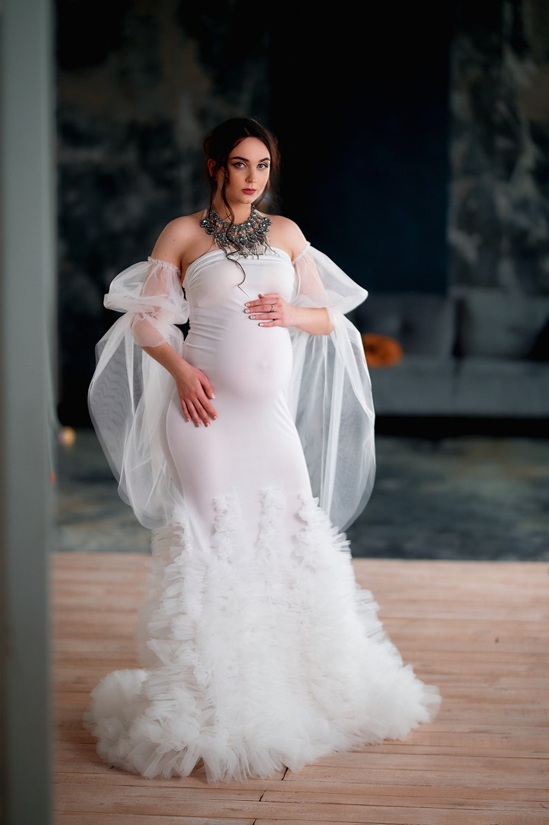 White Maternity Dress for Photo Shoot Maternity Gown Etsy