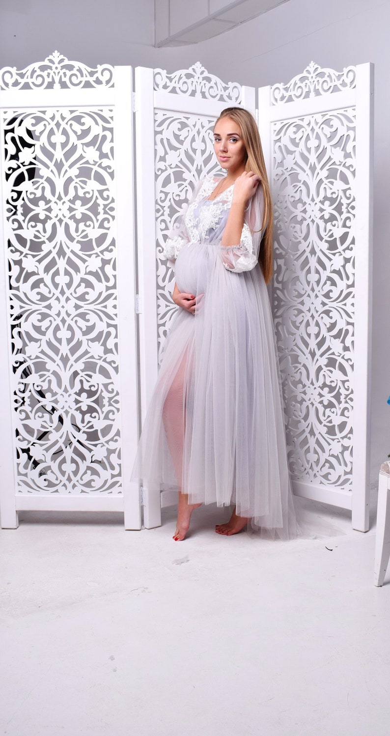Long gray maternity dress Baby shower dress Maternity gown Etsy