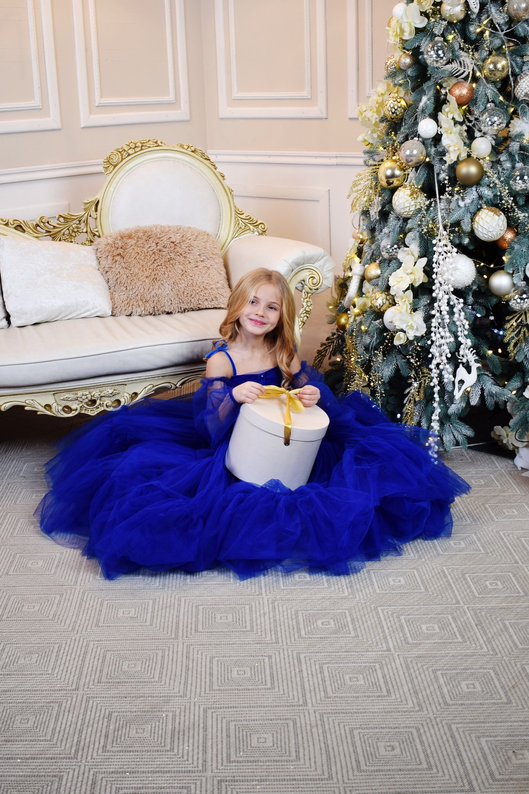 Royal Blue Flower Girl Dress, Baby Royal Blue Dress, Party Dress, Princess Dress, First Birthday