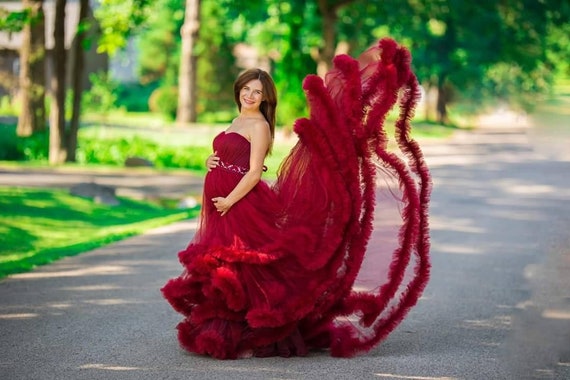 burgundy maternity dress