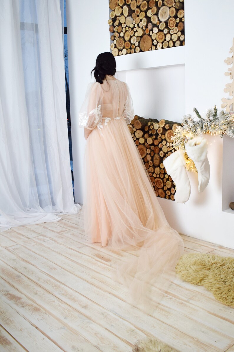 Long Beige Maternity Dress Dress for Baby Shower Dress for Etsy