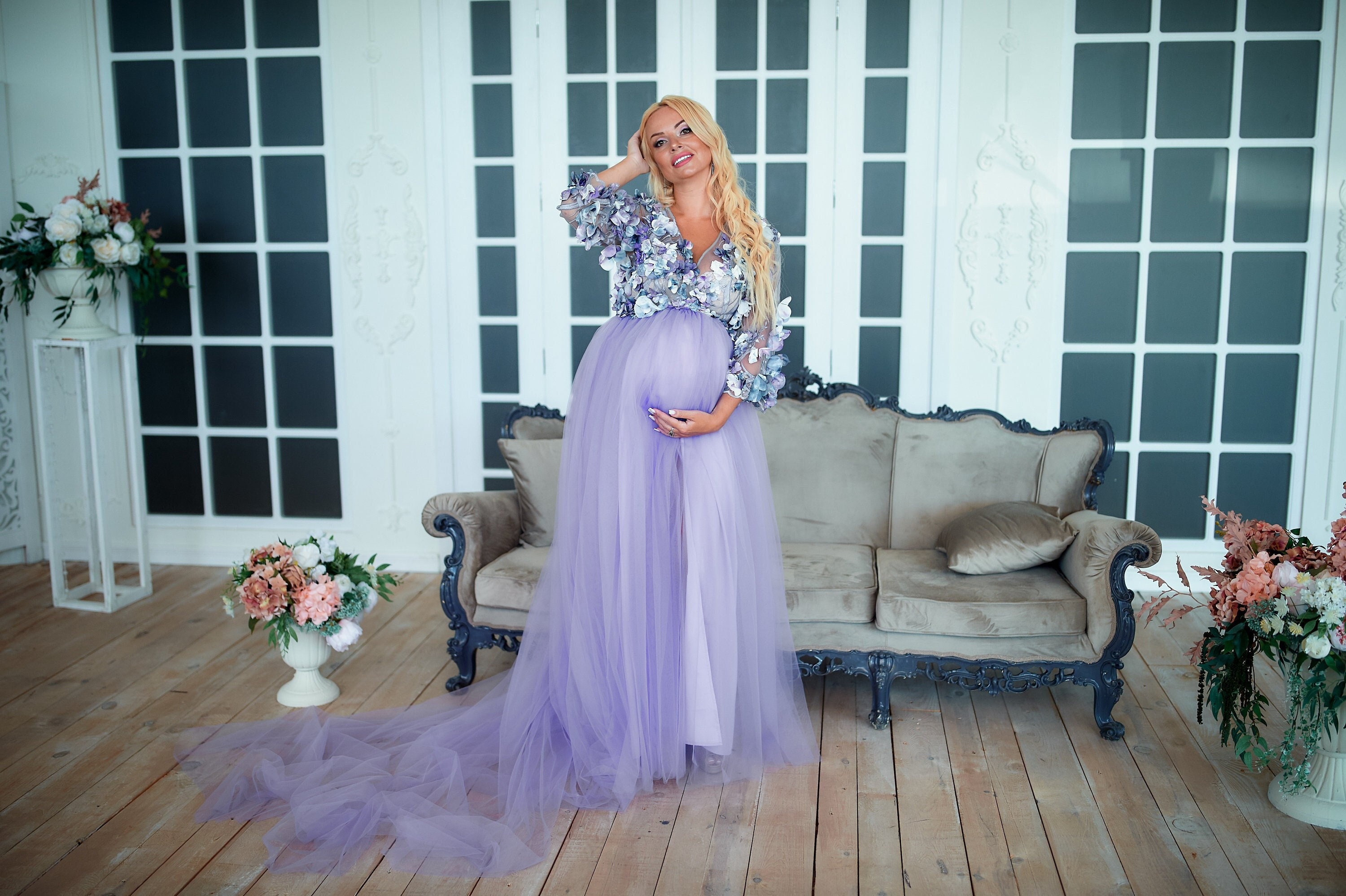 Purple Maternity dress, Dress for Baby shower, Pregnancy gown for photoshoot, Maternity gown Purple Maternity dress, Dress for Baby shower, Pregnancy gown for photoshoot, Maternity gown