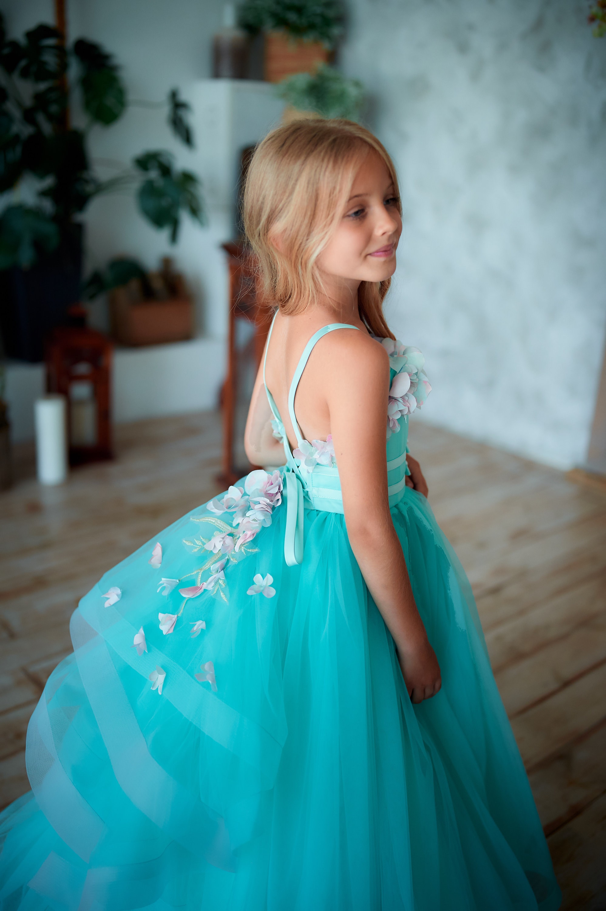 Vestidos Niña Vestido Turquesa Verano Turquoise Azul Turquesa