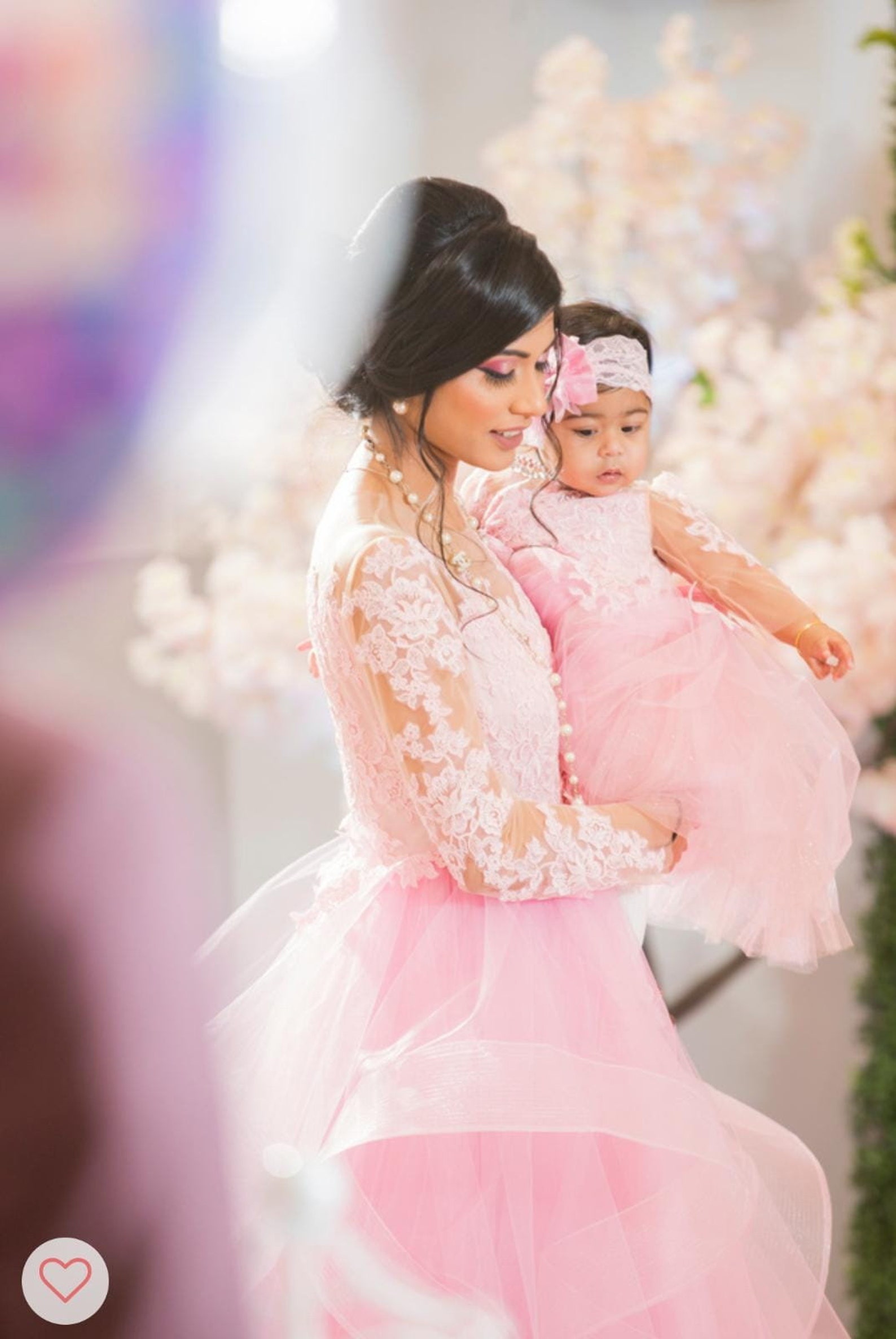 Trendy Pink High Low Mother Daughter Matching Gowns MGD130