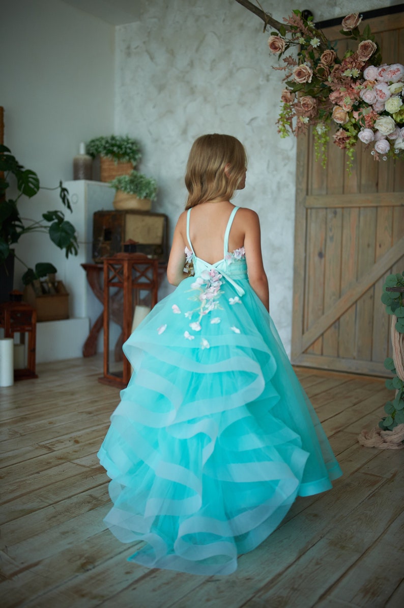Turquoise Flower Girl Dress Tulle Flower Girl Dress Etsy