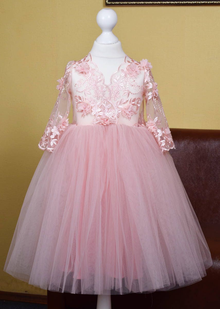 Baby pink dress Princess dress Flower girl dress Tutu | Etsy