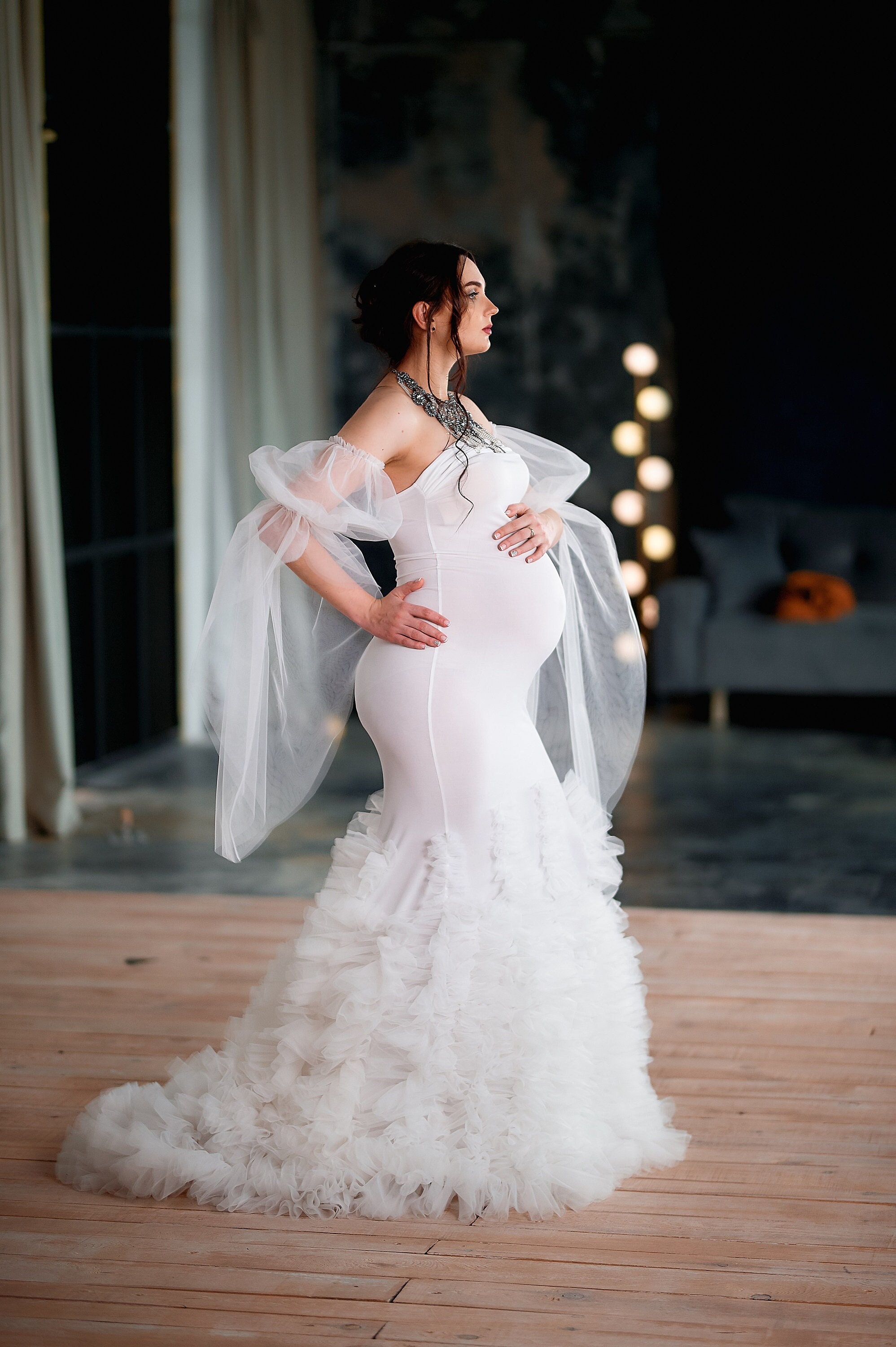 White Lace Mermaid Maternity Wedding Dress | Baby Exo – BabyExo