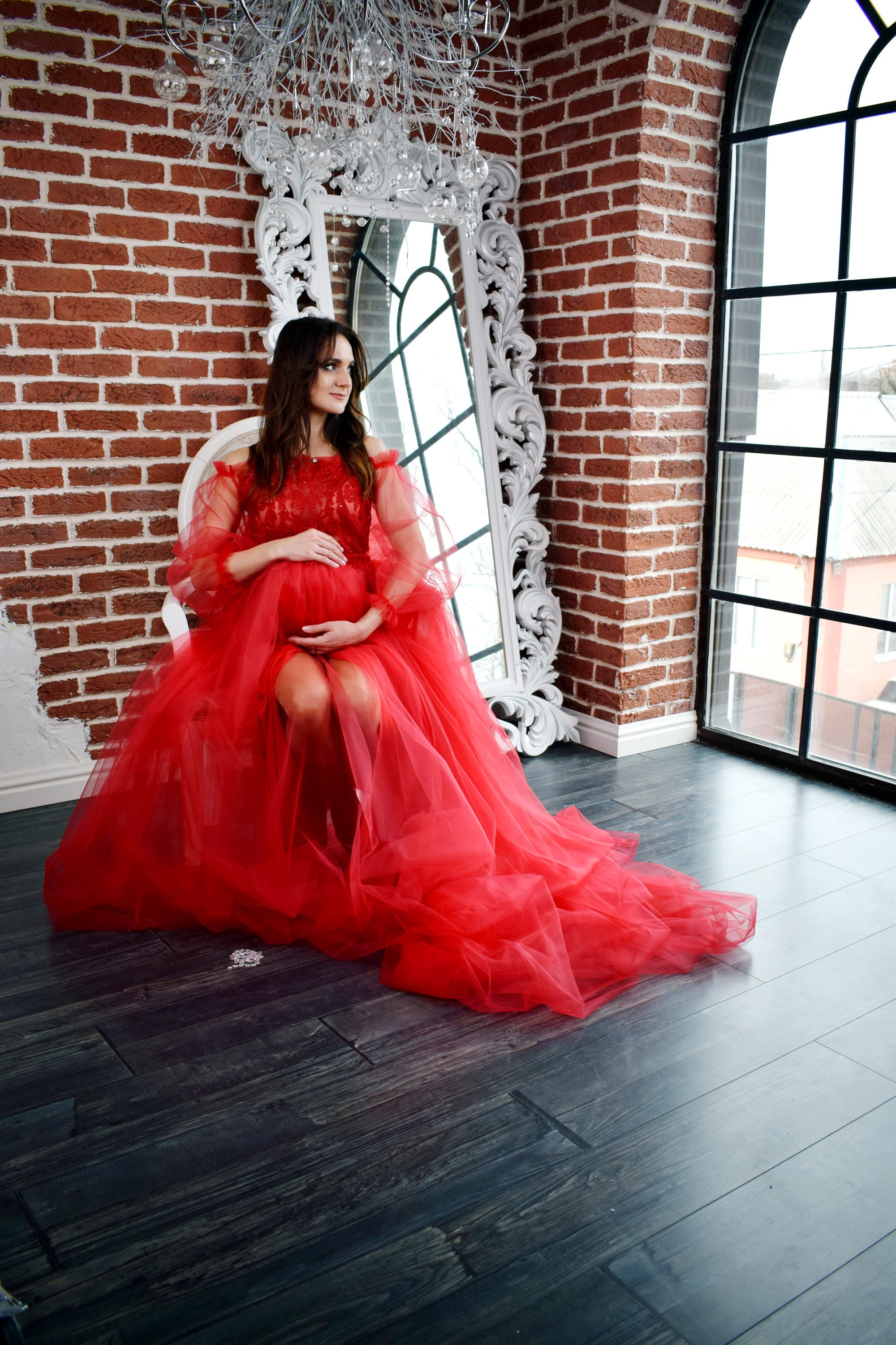 Women Red Printed Flared Maternity Dress – Nayo Clothing