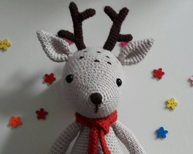 Amigurumi Christmas Deer Crochet doll Amigurumi Doll Handmade Stuffed Toys Gift for Nursery decor Woodland animals toy for Preemie kids gift