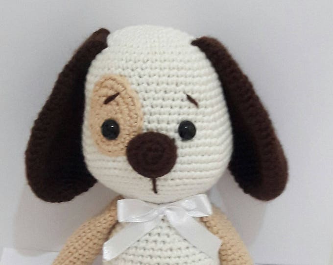 Amigurumi Dog Handmade Stuffed Toys Gift Nursery decor Woodland animals toy for Preemie kids gift baby gift amigurumi animal natural toy