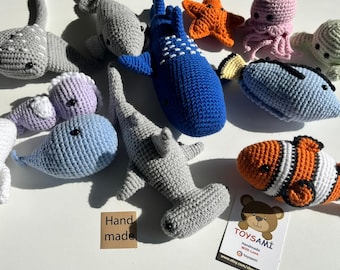 Handmade Crochet Sea Animal Plush Set – 12 Ocean Creature Toys