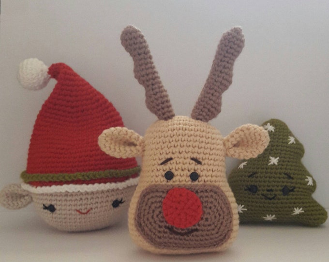 Amigurumi Christmas Set Amigurumi Doll Handmade Toy Nursery decor Woodland animal toy Preemie kids gift baby gift amigurumi animal toy santa