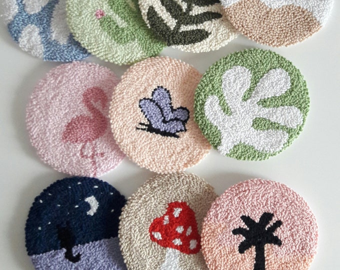 Handmade Coaster / Punch Needle Coaster / Punch Needle Mug Rug / Tufted Coaster / Punch Needle Mini Rug / Custom Mug Rug / Jewelry Display