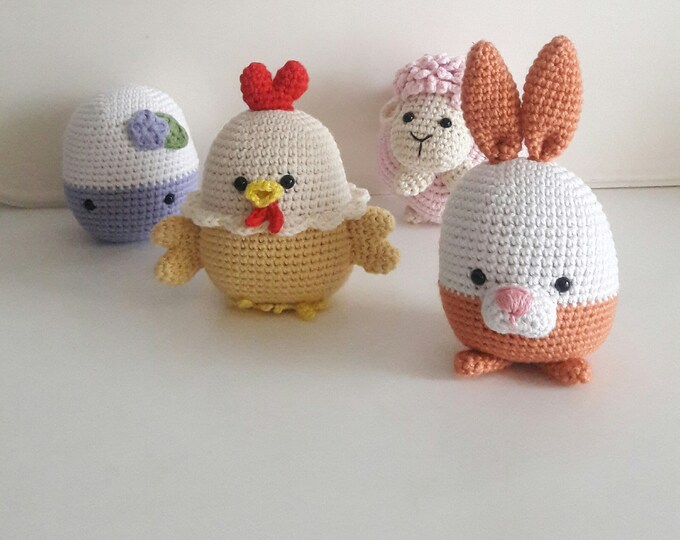 Amigurumi Easter Toys Crochet Easter Decoration bunnies sheep's chick and egg Handmade Easter ornaments Woodland animals toy crochet animal