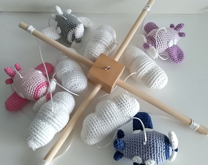 crochet airplane baby mobile amigurumi toys accessory Baby crib Gift for Nursery decor animals toy for Preemie kids gift Amigurumi Doll